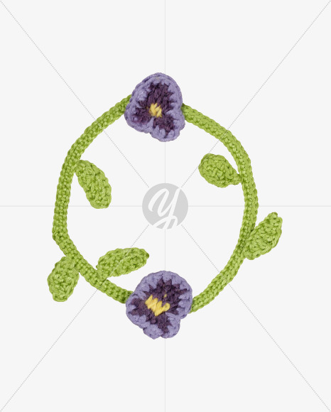 Letter O from Knitted Flowers Font on Yellow Images Creative Fonts - S36332