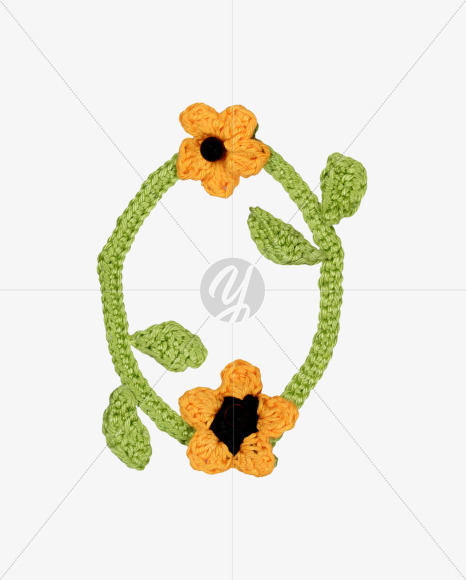 0_ from Knitted Flowers Font on Yellow Images Creative Fonts - S36353