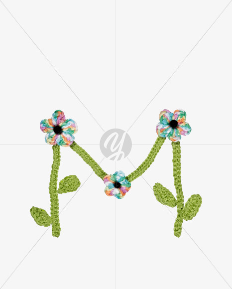 Letter M from Knitted Flowers Font on Yellow Images Creative Fonts - S36330