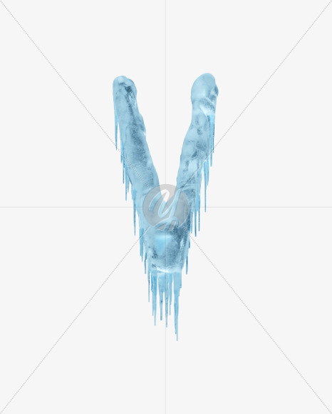 Letter V from Blue icicles on Yellow Images Creative Fonts - S36386