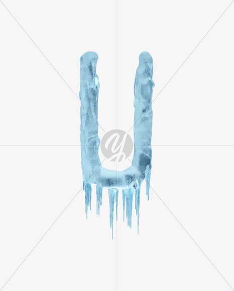 Letter U from Blue icicles on Yellow Images Creative Fonts - S36385