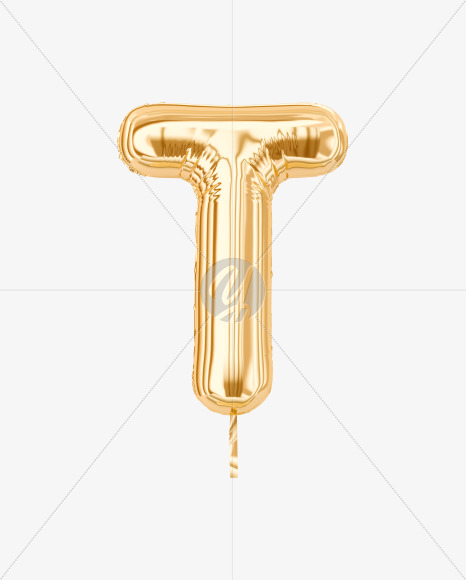 Letter T from Festive Gold Foil Balloons on Yellow Images Creative Fonts - S36471