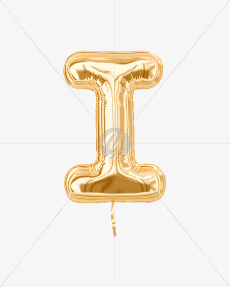 Letter I from Festive Gold Foil Balloons on Yellow Images Creative Fonts - S36460