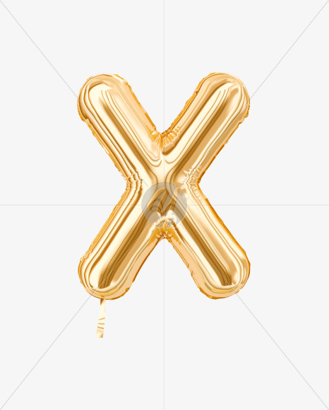 Letter X from Festive Gold Foil Balloons on Yellow Images Creative Fonts - S36475