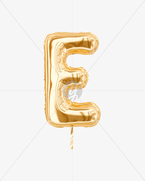 Letter E from Festive Gold Foil Balloons on Yellow Images Creative Fonts - S36456