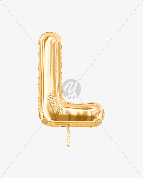 Letter L from Festive Gold Foil Balloons on Yellow Images Creative Fonts - S36463