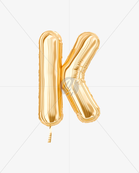 Letter K from Festive Gold Foil Balloons on Yellow Images Creative Fonts - S36462