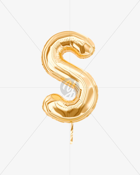 Letter S from Festive Gold Foil Balloons on Yellow Images Creative Fonts - S36470