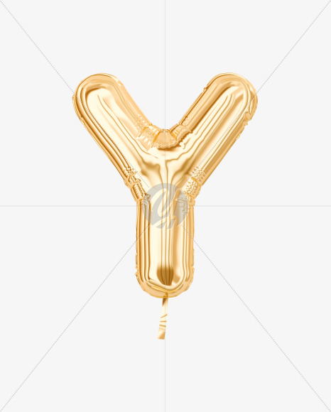 Letter Y from Festive Gold Foil Balloons on Yellow Images Creative Fonts - S36476