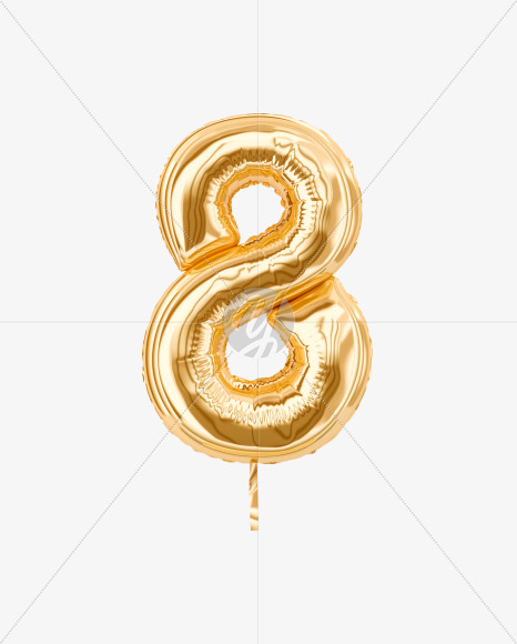 8 from Festive Gold Foil Balloons on Yellow Images Creative Fonts - S36485