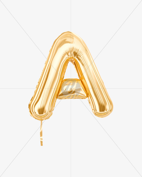 Letter A from Festive Gold Foil Balloons on Yellow Images Creative Fonts - S36452