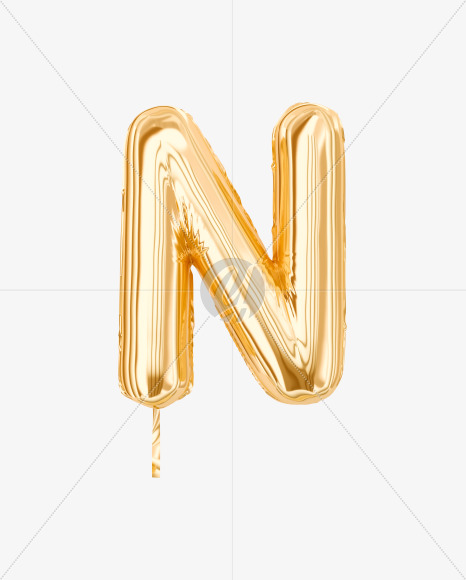 Letter N from Festive Gold Foil Balloons on Yellow Images Creative Fonts - S36465