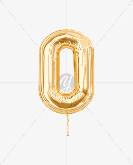 Letter O from Festive Gold Foil Balloons on Yellow Images Creative Fonts - S36466