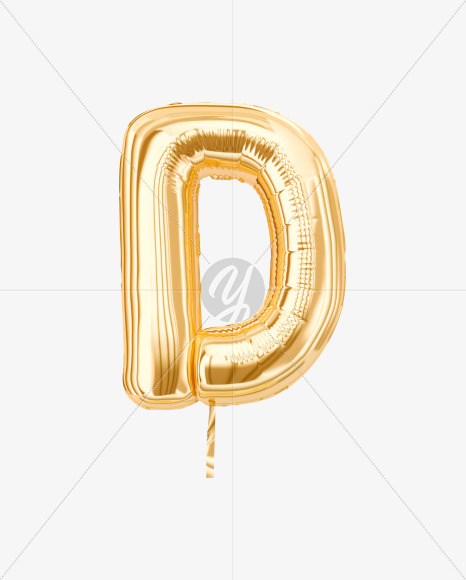 Letter D from Festive Gold Foil Balloons on Yellow Images Creative Fonts - S36455