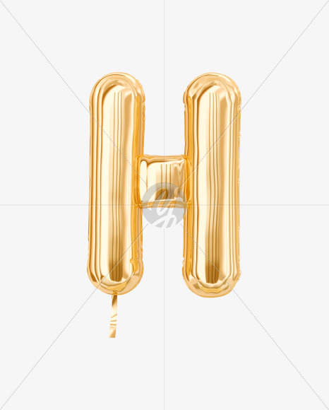 Letter H from Festive Gold Foil Balloons on Yellow Images Creative Fonts - S36459