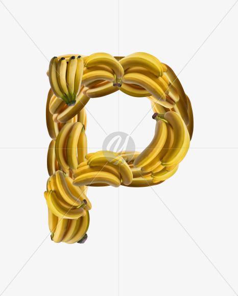 Letter P from Banana Collage Font on Yellow Images Creative Fonts - S36536