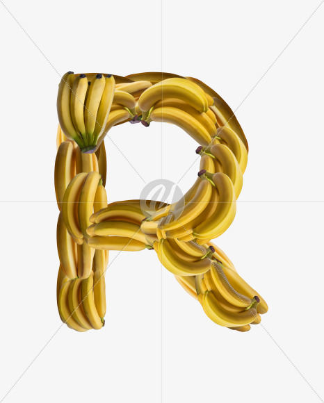 Letter R from Banana Collage Font on Yellow Images Creative Fonts - S36539