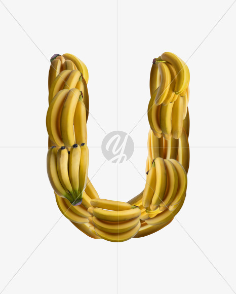 Letter U from Banana Collage Font on Yellow Images Creative Fonts - S36542