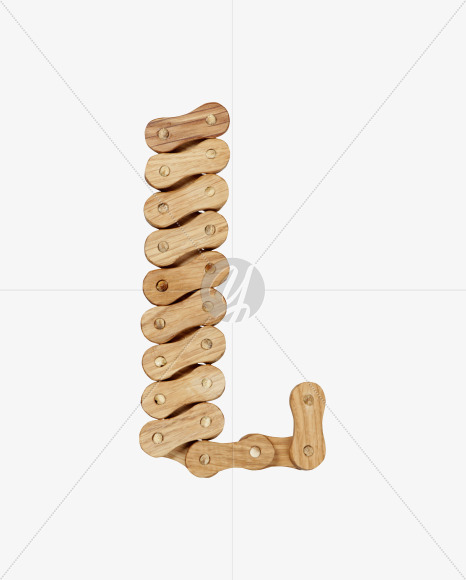 Letter L from Wooden Chain Font on Yellow Images Creative Fonts - S36770