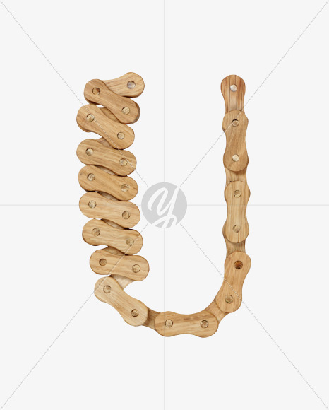 Letter U from Wooden Chain Font on Yellow Images Creative Fonts - S36779