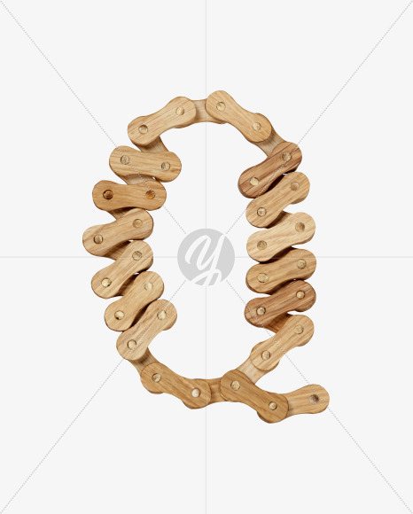 Letter Q from Wooden Chain Font on Yellow Images Creative Fonts - S36775