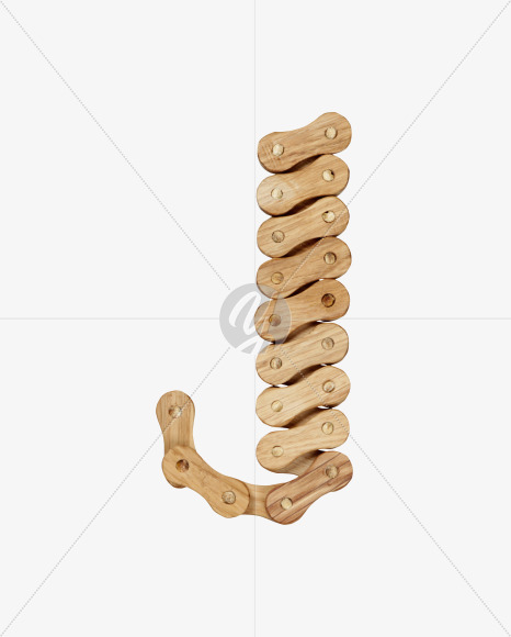 Letter J from Wooden Chain Font on Yellow Images Creative Fonts - S36768