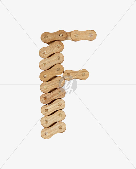 Letter F from Wooden Chain Font on Yellow Images Creative Fonts - S36764