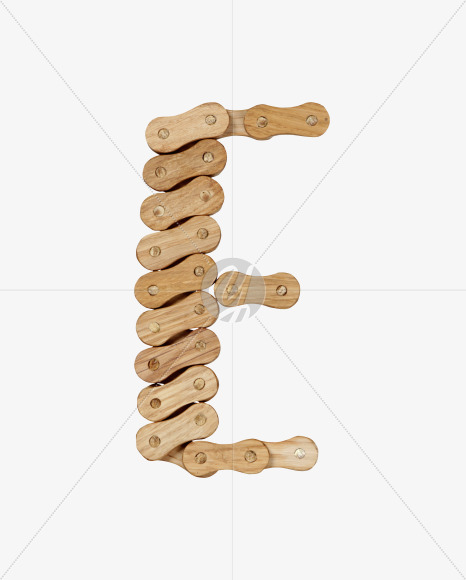 Letter E from Wooden Chain Font on Yellow Images Creative Fonts - S36763