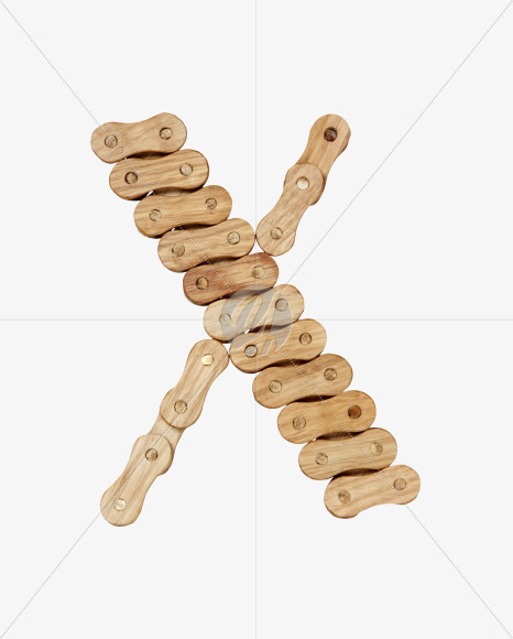 Letter X from Wooden Chain Font on Yellow Images Creative Fonts - S36782