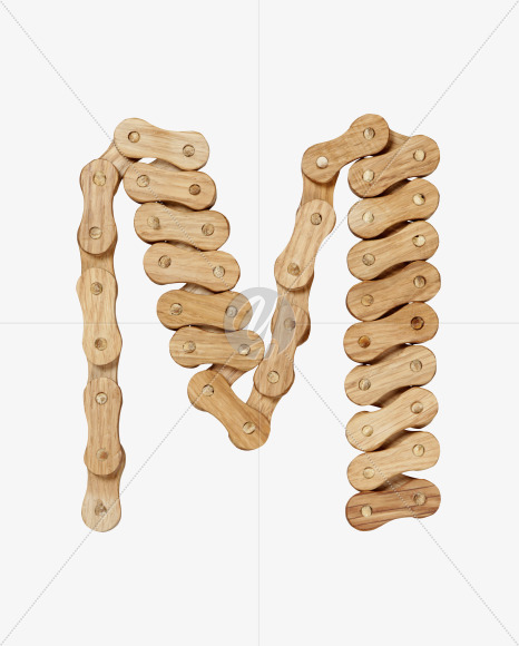 Letter M from Wooden Chain Font on Yellow Images Creative Fonts - S36771