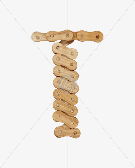 Letter T from Wooden Chain Font on Yellow Images Creative Fonts - S36778