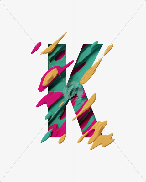 Letter K from Jupiter Font on Yellow Images Creative Fonts - S36862