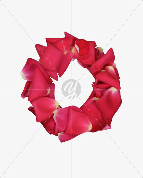 Letter O from Red Rose Petals Font on Yellow Images Creative Fonts - S36999