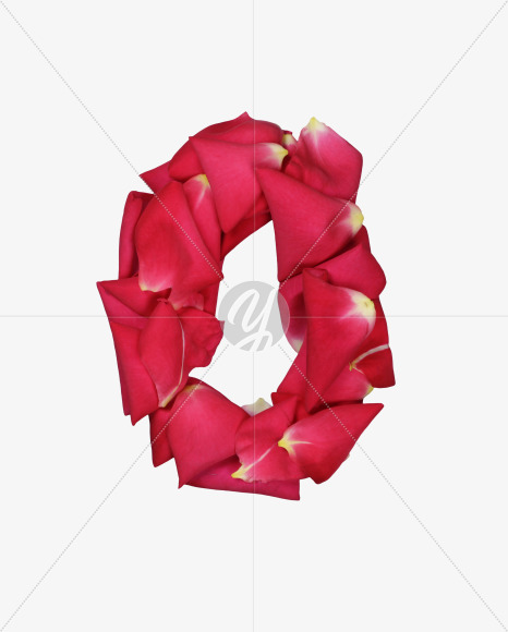 0 from Red Rose Petals Font on Yellow Images Creative Fonts - S37020