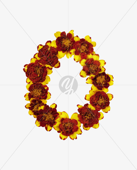 Letter O from Red Flowers Font on Yellow Images Creative Fonts - S37126