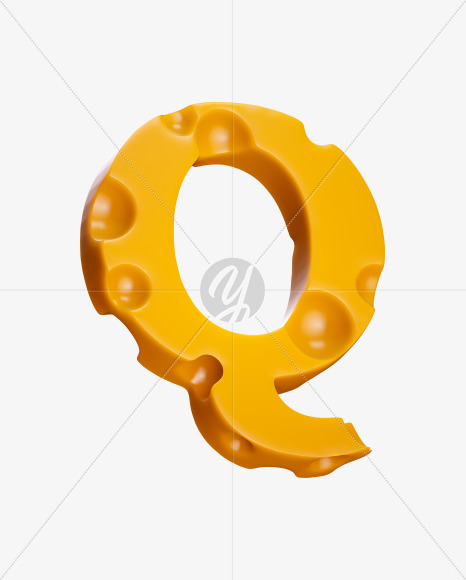 Letter Q from Say Cheese Font on Yellow Images Creative Fonts - S37313