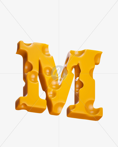 Letter M from Say Cheese Font on Yellow Images Creative Fonts - S37309