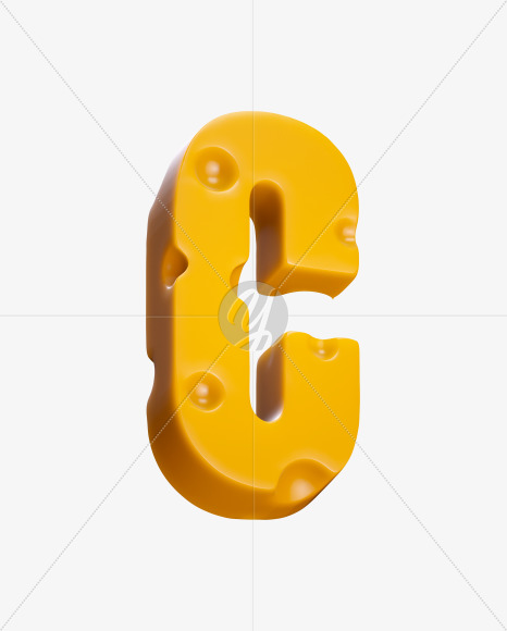 Letter C from Cheese Sans Serif Font on Yellow Images Creative Fonts - S37440