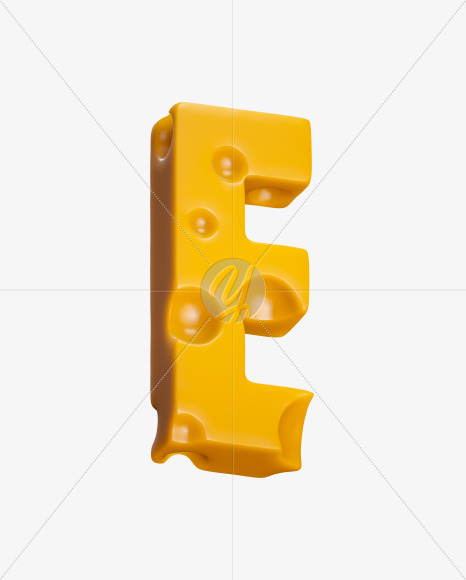 Letter E from Cheese Sans Serif Font on Yellow Images Creative Fonts - S37442