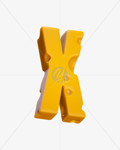 Letter X from Cheese Sans Serif Font on Yellow Images Creative Fonts - S37461