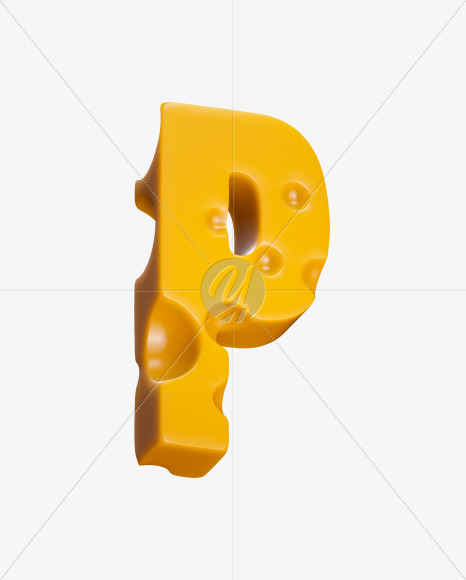 Letter p from Cheese Sans Serif Font on Yellow Images Creative Fonts - S37453