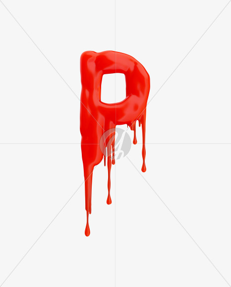 Letter P from Red Wax Font on Yellow Images Creative Fonts - S37547