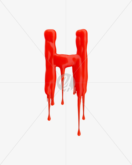 Letter H from Red Wax Font on Yellow Images Creative Fonts - S37539