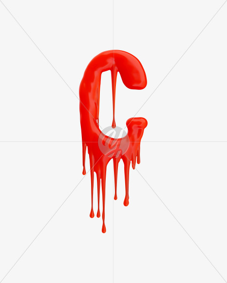 Letter C from Red Wax Font on Yellow Images Creative Fonts - S37534