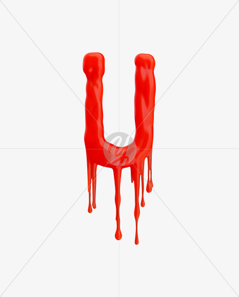 Letter U from Red Wax Font on Yellow Images Creative Fonts - S37552