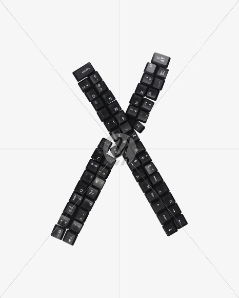 Letter X from Black Keys From The Keyboard on Yellow Images Creative Fonts - S37600