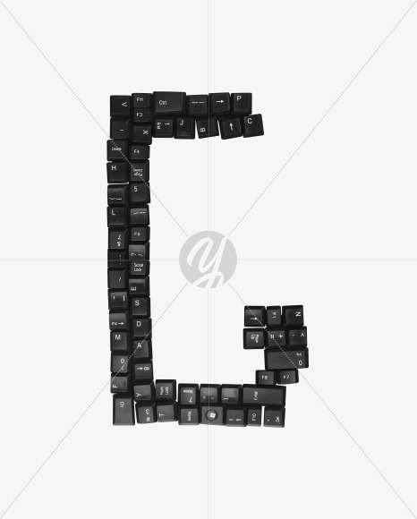 Letter G from Black Keys From The Keyboard on Yellow Images Creative Fonts - S37583