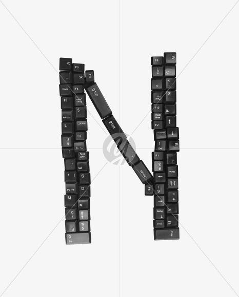 Letter N from Black Keys From The Keyboard on Yellow Images Creative Fonts - S37590