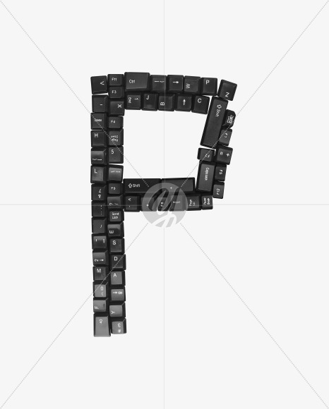 Letter P from Black Keys From The Keyboard on Yellow Images Creative Fonts - S37592