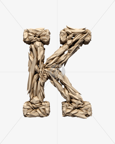 Letter K from Jagged Font on Yellow Images Creative Fonts - S37872